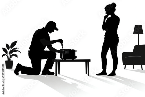 Home service technician carrying out a household repair