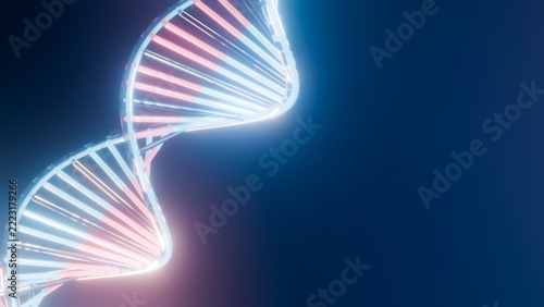 Glowing double helix dna strand illustration in molecular genetics