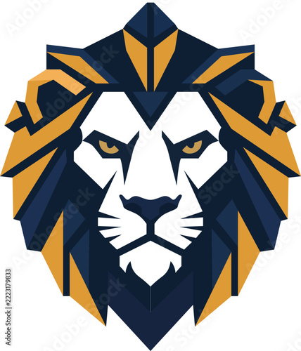 Geometric Lion Head Mascot Logo Vector Illustration