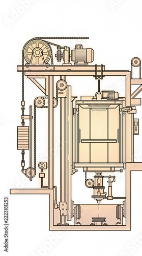 Detailed CrossSection of Industrial Machinery Equipment.