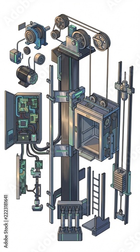 Detailed Exploded View of Industrial Machinery Components.