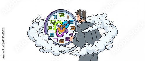 Digital Technology and Cloud Computing Concept Illustration.