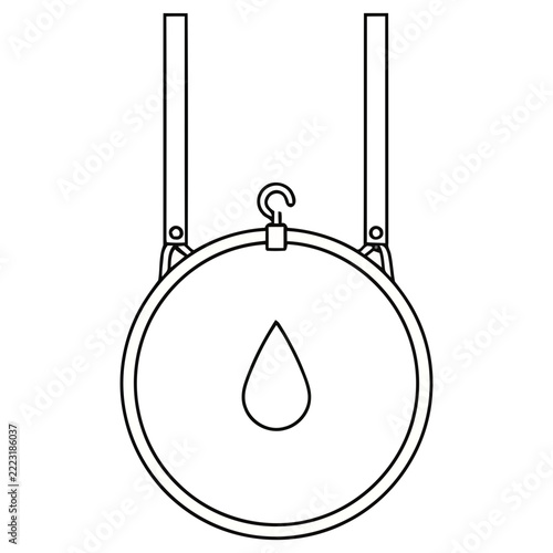 Water drop hanging from a circular frame