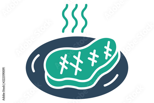 Steak icon. solid icon style. dining elements vector illustration