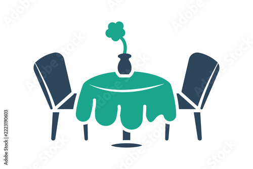 Dining table icon. solid icon style. dining elements vector illustration