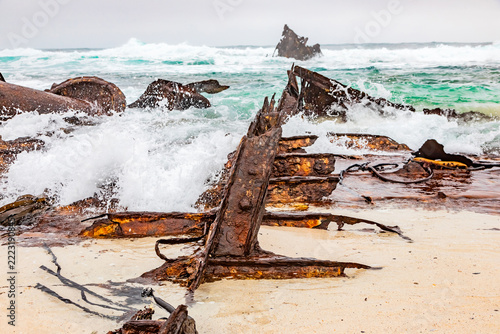 SS Thomas T Tucker shipwreck on the coast of Cape Point, South Africa