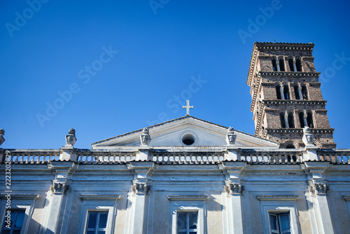Exterior View Of Facade Of Basilica Dei Santi Bonifacio E Alessio In Rome