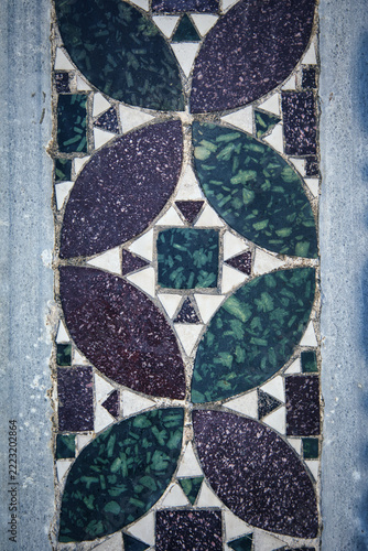 View Of Medieval Cosmatesque Geometric Marble Mosaic Pattern