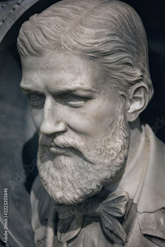 View Of Carved Marble Sculptural Bust Of Bearded Man