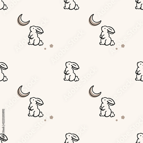 moon and rabbit seamless pattern