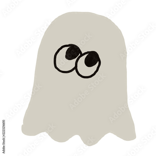 Cute spooky ghost character illustration for Halloween. Hand drawn retro friendly ghost isolated