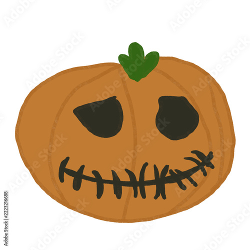 Cute retro jack-o-lantern pumpkin illustration. Hand drawn Halloween pumpkin with funny face