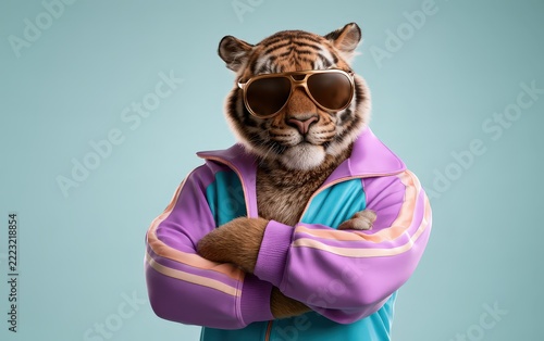 Funny Tiger Character in Colorful Outfit
