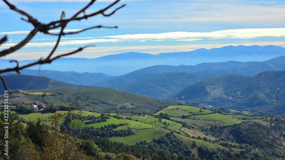 Fototapeta premium Galician rural landscape, Central Massif in Galicia, Spain