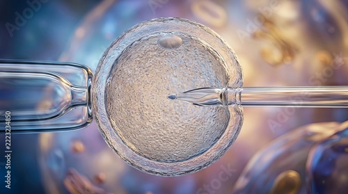 Scientific micro view of artificial insemination process with cell