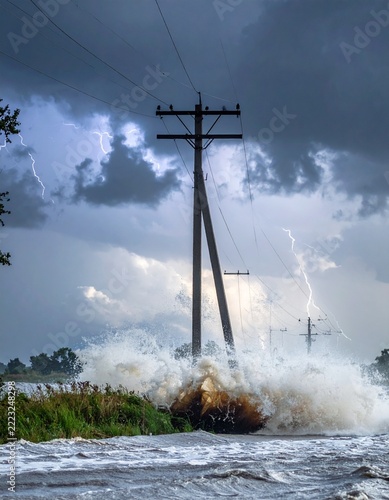 flood and telegraph poles