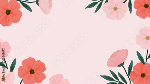 Pink floral border on a light pink background