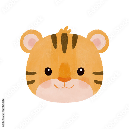 Cute watercolor illustration of a baby tiger face