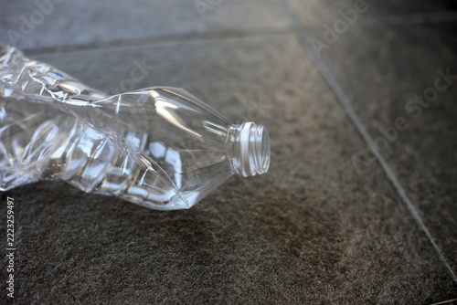 Crushed plastic bottles prepared for recycling