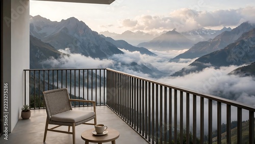 hotel balcony view of moutains with ice wallpaper