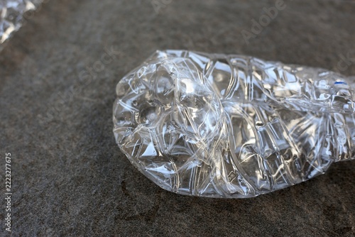 Crushed plastic bottles prepared for recycling