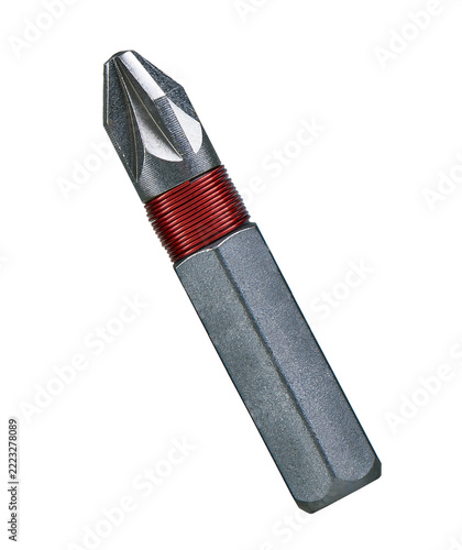 Fotografie Magnetic phillips screwdriver bit with red coil for power tools.