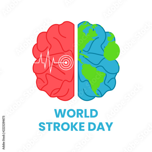 World Stroke Day Illustration with Brain and Globe Design. World Brain care logo design vector template