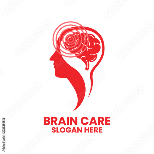 Red Brain Care Logo Icon Vector Template. World Stroke Day celebration logo vector