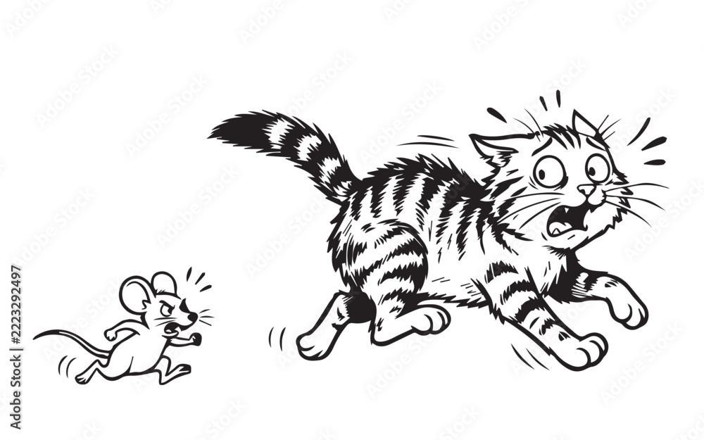 a mouse chasing a cat Stock Vector | Adobe Stock