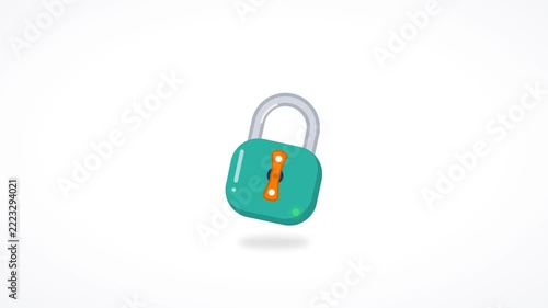 Padlock unlocked with a key and locked again seamless loop