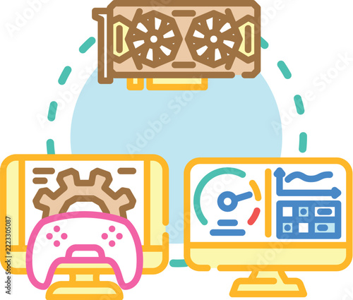Obraz na plátně Graphic rendering process illustrating a consistent visual output across differe