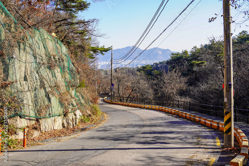 Winding mountain road in Bukhansan National Park