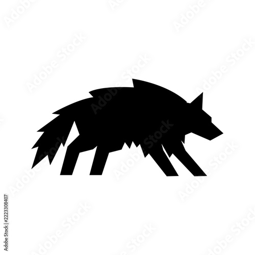 Geometric Black Wolf Silhouette Vector Illustration. Abstract Canine Animal Logo Design Element on White Background.