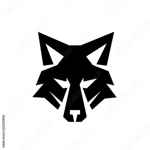 Minimalist Geometric Wolf Head Logo Design Vector