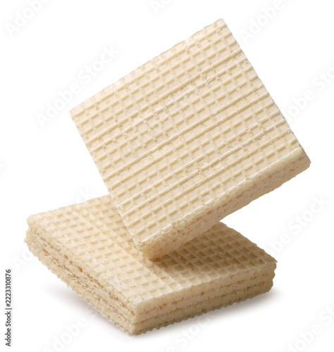 Square wafers are levitation on a white background. Isolated