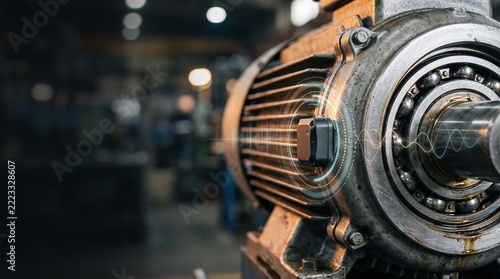 Industrial electric motor machinery component in a dark