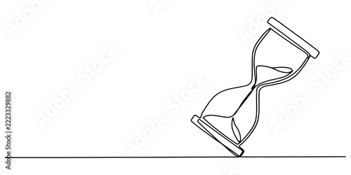 Obraz na plátně Minimalist continuous line art hourglass illustration on transparent background represents passing time and deadlines