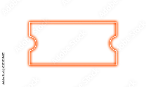 Neon orange ticket icon isolated on transparent background