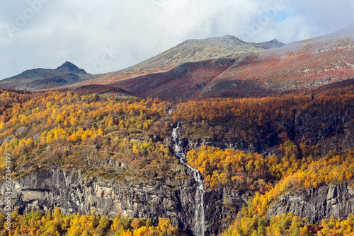 Autumn at the lake Vangsmjoese, Innlandet, Norway