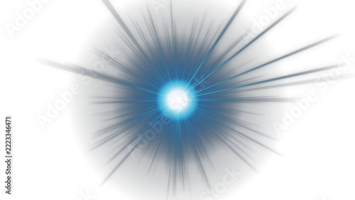 Bright blue starburst light effect with radial rays on isolated transparent background transparent background