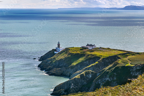 Photography View of Howth Head peninsula with Baily Lighthouse in County Dublin, Ireland