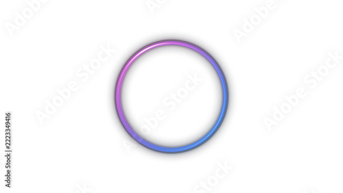 Isolated glowing circular ring with smooth pink and blue gradient light effect transparent background
