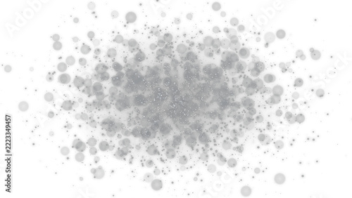 Abstract grey dust particles and soft bokeh lights isolated on white background transparent background