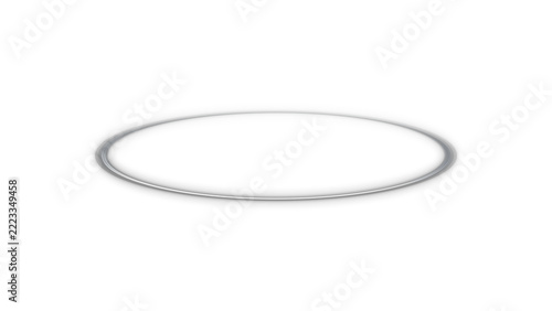 Isolated glowing silver ring abstract metal circle shape with soft light reflection transparent background