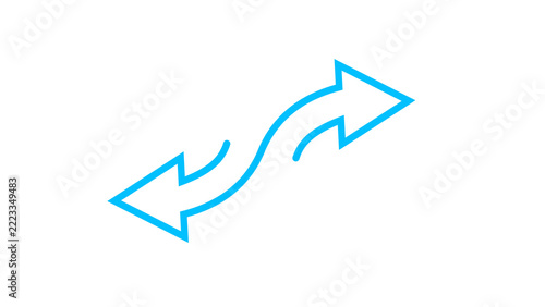 Double headed curved arrows in blue outline represent exchange and synchronized movements.