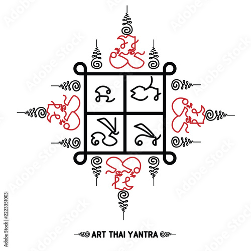 Powerful wealth and success yantra Thai tattoo art Na Cha Lee Ti