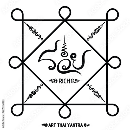Wealth attracting yantra with rich inscription for financial success