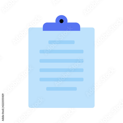 Clipboard document flat vector icon for business paper note isolated on white background