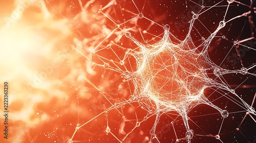 Detailed Abstract Neuron Structure with Bright Background Digital Probability