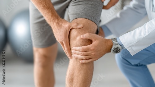 Medical Professional Providing Knee Examination and Support.